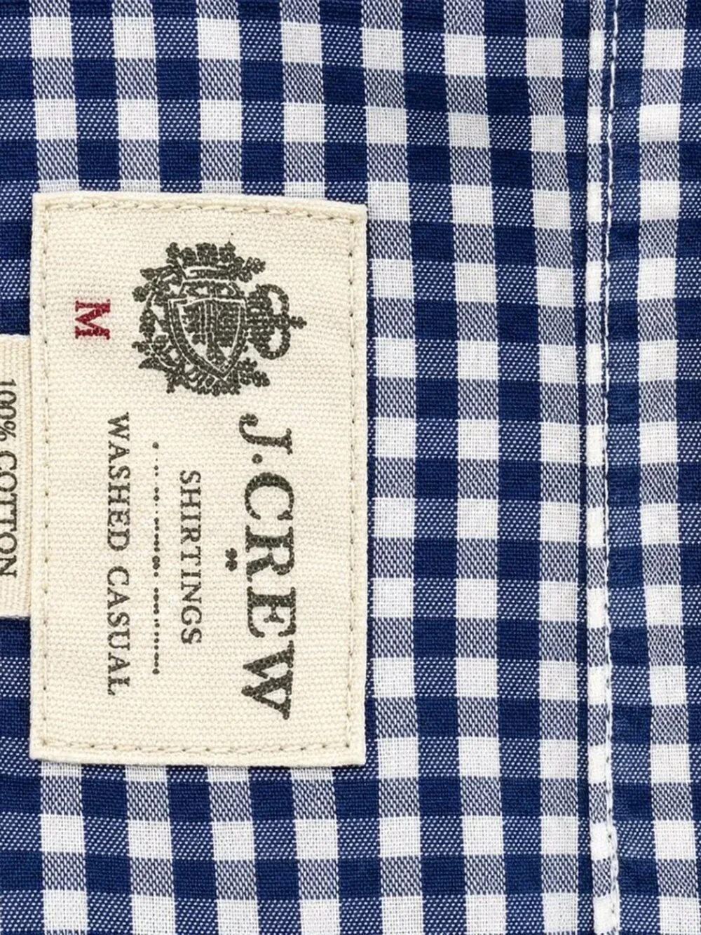 J.Crew Washed Shirting Gingham Shirt M Tailored Fit Blue White
